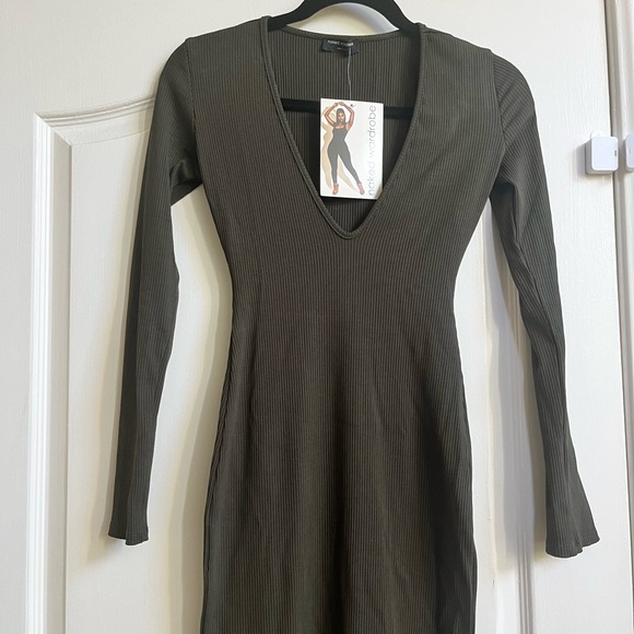 NWT Olive Green So Very Snatched Midi Maxi NAKED WARDROBE BodyCon Dress S - Picture 5 of 7